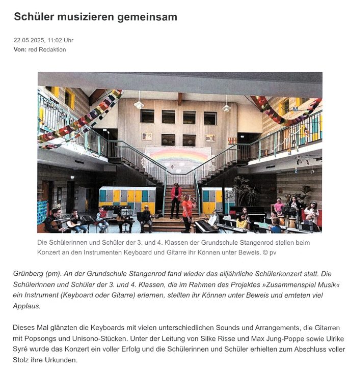 Gießener Allgemeine Zeitung vom 22.05.2025 Zusammenspiel Musik 2025